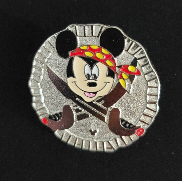 Mickey Mouse Silver Pirate Coin Pin - Picture 2 of 8